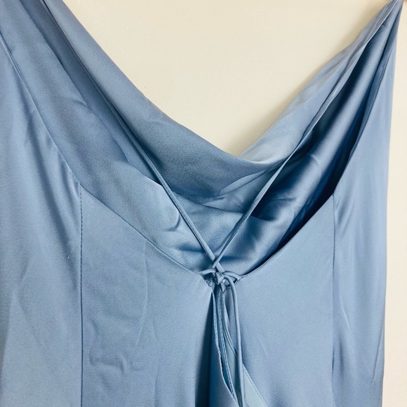 Birdy Grey pale slightly dusty blue colored cowl neck slip dress tie back. XXL - Picture 3 of 6
